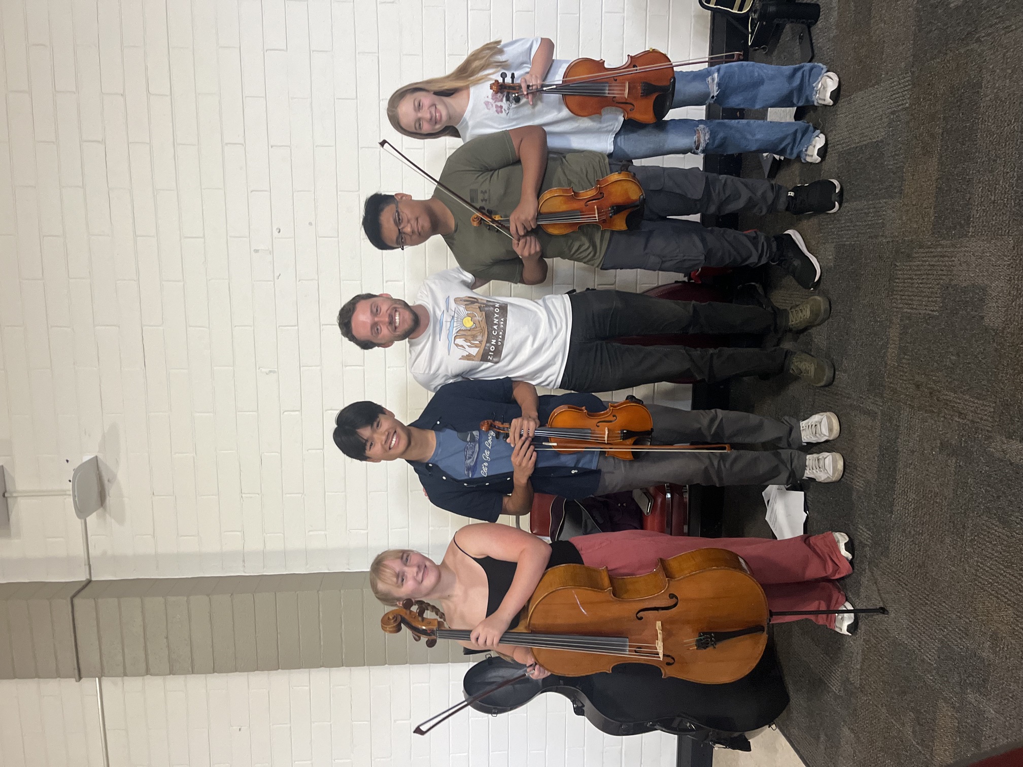 Cam Audras teaching viola students in Santa Barbara